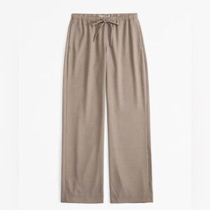 Tan Wide-Leg Drawstring Pants